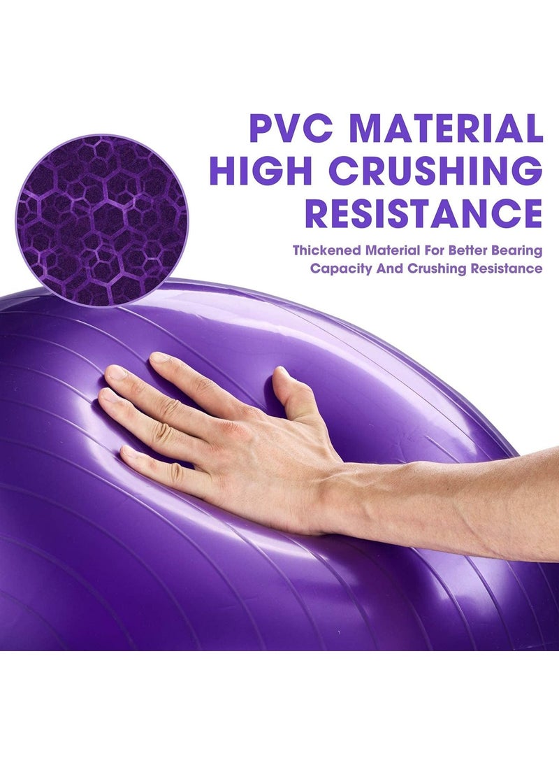 65cm Yoga Ball with Air Pump, Exercise Ball,Thickened Stability Balance Ball, Anti-Burst and Slip-Resistant for Physical Fitness Exercise (Purple) - Image 5